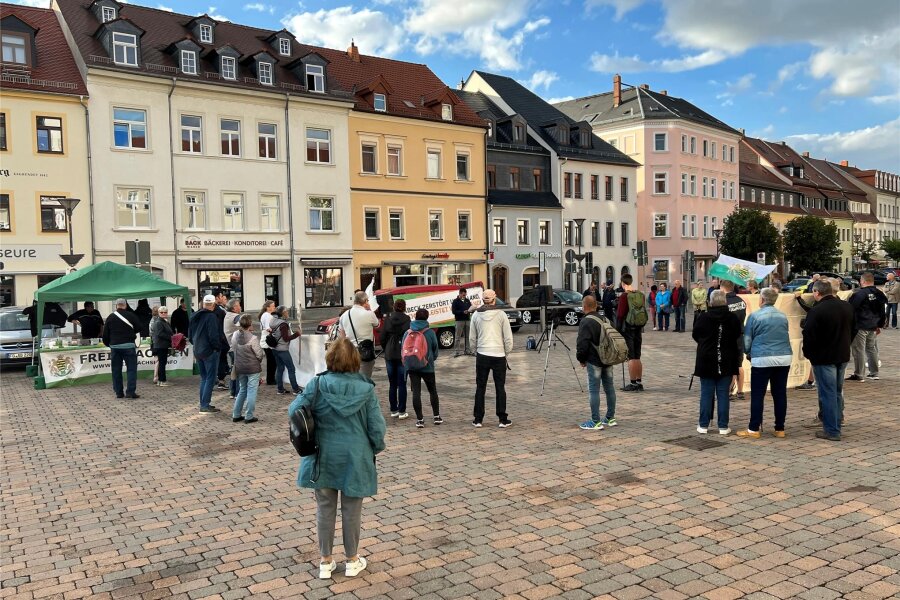 Proteste gegen Asylwohnungen in Frankenberg halten an - Auf dem Markt protestierten am Donnerstag 60 Teilnehmer einer angemeldeten Kundgebung gegen Asylwohnungen.