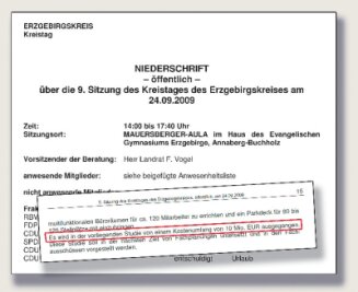 Protokoll belegt Zehn-Millionen-Aussage - "Es wird in der vorliegenden Studie von einem Kostenumfang von zehn Millionen Euro ausgegangen" - heißt es im Protokoll der Kreistagssitzung vom 24. September 2009.