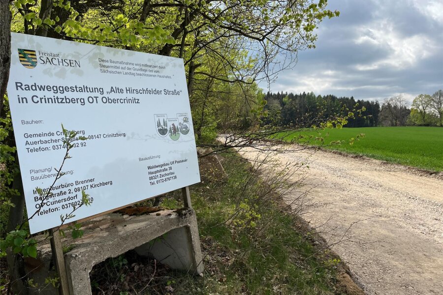 Radweg in Crinitzberg wird zur Datenautobahn - Bis zum Juni soll der 1,2 Kilometer lange neue Radweg zwischen Obercrinitz und Lauterholz fertig sein.