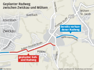 Radweg zwischen Zwickau und Mülsen hängt weiter in der Warteschleife - 