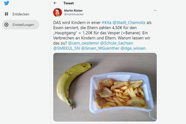 Rätsel um unappetitliches Fritten-Foto offenbar gelöst - Dieser Tweet löste eine heftige Debatte um Kita-Essen aus.