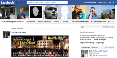 Rechtschaffen oder rechtsextrem? - Alte Schreckgespenster: Screenshot der Facebook-Gruppe "Schneeberg wehrt sich". 