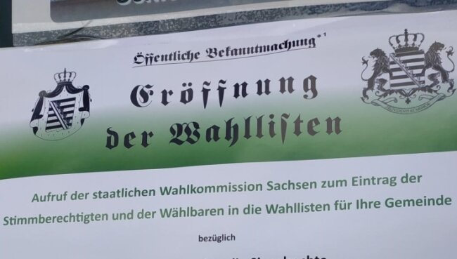 Reichsbürger-Wahlplakate in Mittweida - Laut den sächsischen Verfassungsschützern sollen die Plakate "einen offiziellen und 'amtlichen' Anschein erwecken".