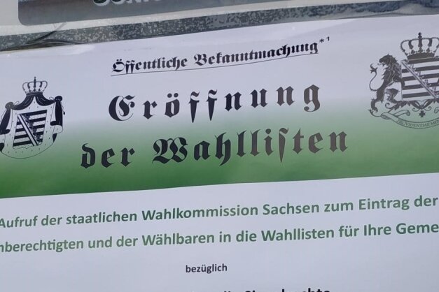 Reichsbürger-Wahlplakate in Mittweida - Laut den sächsischen Verfassungsschützern sollen die Plakate "einen offiziellen und 'amtlichen' Anschein erwecken".