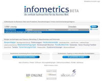 Relaunch der Business-Suchmaschine infometrics - Screenshot der Seite www.infometrics.de