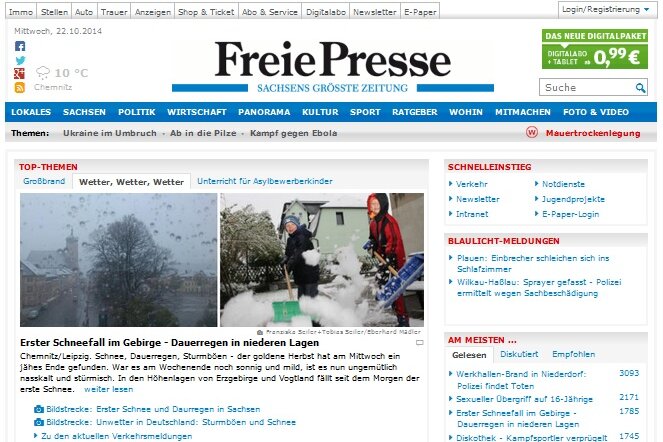 Richten Sie www.freiepresse.de als Startseite ein - Mit www.freiepresse.de sind Sie immer sofort über die neuesten Nachrichten aus der Region und der Welt informiert.