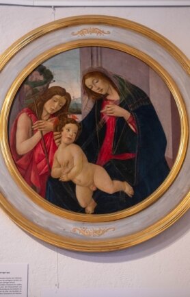 Sandro Botticelli malte um 1450 bis 1525 "Madonna mit Christuskind und dem jungen Heiligen Johannes".