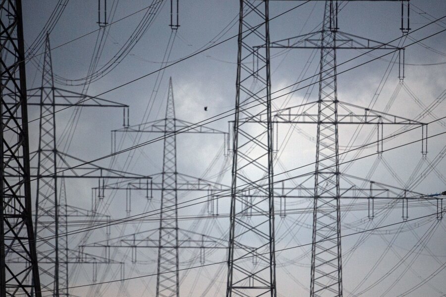 Sachsen fordert Ende des Erdkabel-Vorrangs beim Netzausbau - Strommasten einer Hochspannungsleitung.