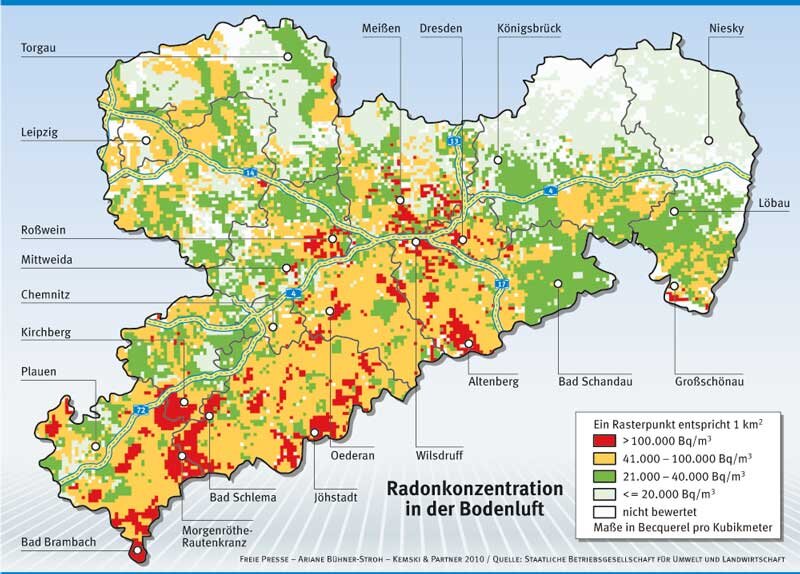 Sachsen stellt eigene Radonkarte ins Netz - 