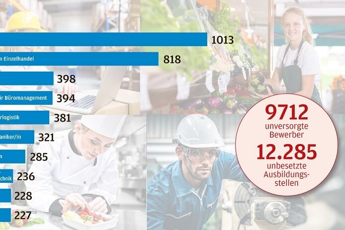 Die Unternehmen in Sachsen haben der Bundesagentur für Arbeit (BA) für das nächste Ausbildungsjahr mit Stand März mehr als 17.500 freie Stellen gemeldet, rund 2000 mehr als vor einem Jahr - ein neuer Rekordwert.