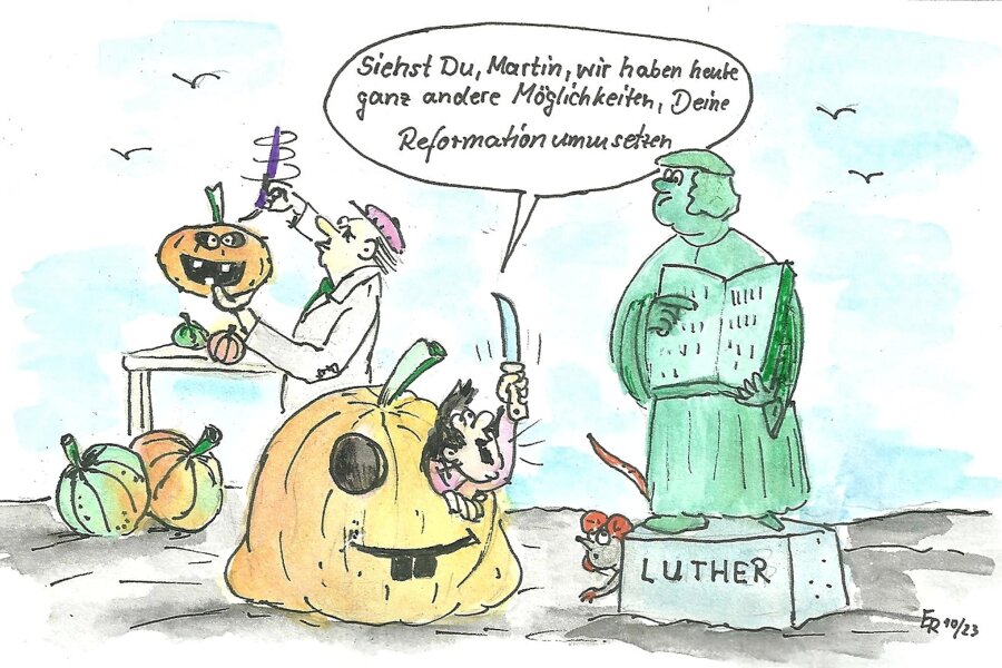 Satire zu Halloween: Asyl-Abstimmung im Kreistag und andere Gruselveranstaltungen - Da könnte selbst Martin Luther neidisch werden: Das Kürbisfest Halloween ist auch in Sachsen zunehmend beliebt.