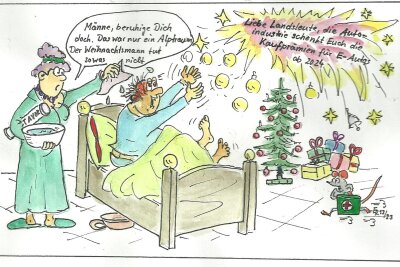 Satire zu Weihnachten: Wer hat den höchsten Weihnachtsbaum, Freiberg oder Oederan? - War es nur ein Traum?