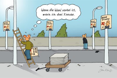 Satire zum Wochenende: Der Wahlkampf und das Effeff - Karikatur: Jan Kunz