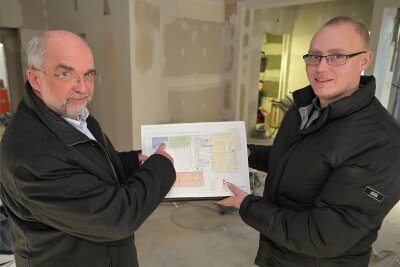 Schneeberger Stadtrat stimmt für neuen Chef der Wohnungsbaugesellschaft - Zwei Jahre bleibt Peter Stimpel (links) Geschäftsführer der WBG dann übernimmt Rico Teichmann.