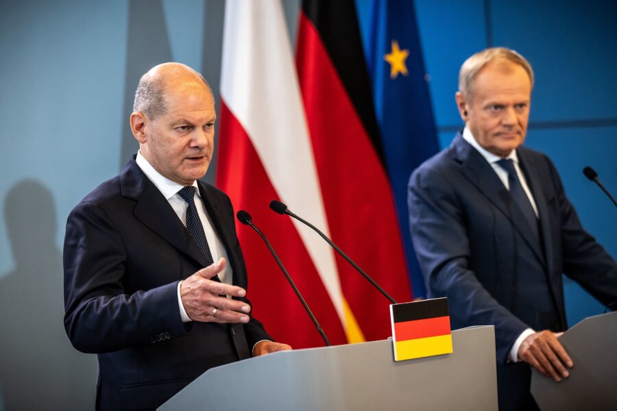 Scholz: Hilfen für Opfer deutscher Besatzung in Polen - Bundeskanzler Scholz und Polens Regierungschef Tus