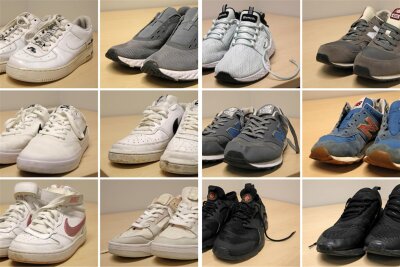 Schuh-Diebstahl in Zwickau: Polizei stellt Täter und sucht die Eigentümer von vielen Sportschuhen - Die Polizei sucht die Eigentümer der gezeigten Schuhe.