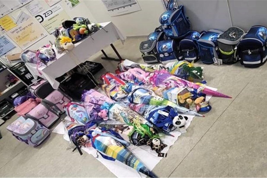 Schulanfang gerettet: Zwickauer Verein hilft 26 Familien - Zuckertüten und Schulmaterial für 26 Kinder hat der Verein über Spenden zusammengetragen.