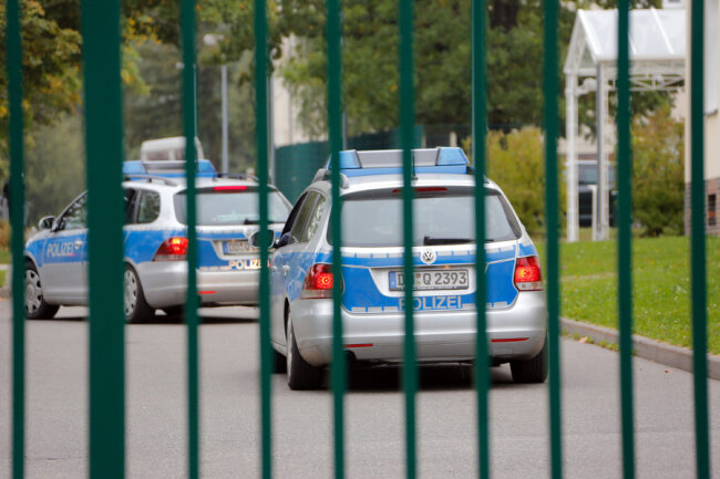 Polizeieinsatz am Mittwoch in der Erstaufnahmeeinrichtung für Asylbewerber in Chemnitz.
