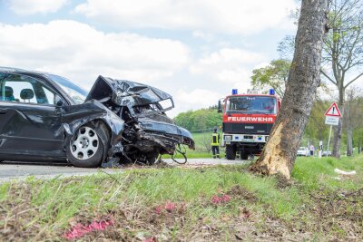 Schwerer Unfall auf B101 - Audi prallt an Baum - 