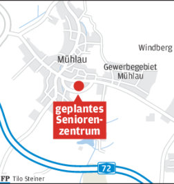Seniorenheim, Tagespflege und Eigenheime in Mühlau geplant - Zukünftiger Standort des geplanten Seniorenzentrums in Mühlau