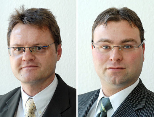 Sicher und Zeit sparend - Ingo Leistner (Sachbearbeiter in der Oberfinanzredaktion Chemnitz) und Mario Jahn (Sachgebietsleiter für Einkommenssteuer im Finanzamt Annaberg).