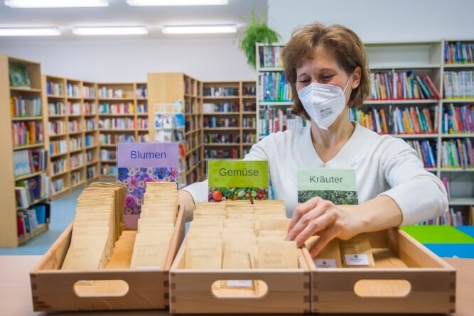 Sie bietet in ihrer Bibliothek auch Saatgut an - Hat bald nicht nur Bücher, sondern auch Saatgut zum Ausleihen im Angebot: die Leukersdorfer Bibliotheksleiterin Daniela Geißler.