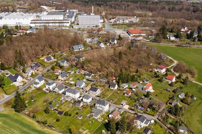 Das Luftbild zeigt die Siedlung Kauschwitz, am oberen Bildrand ist die Plamag zu sehen. Nun sollen weitere Wohnhäuser hinzukommen. 