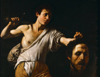 "David mit dem Kopf von Goliath", hier in der Version des Malers Caravaggio von 1607, ist eine in der Kunst häufig dargestellte biblische Szene. Historisch zugetragen hat sich die berühmte Geschichte allerdings wohl ganz anders.  