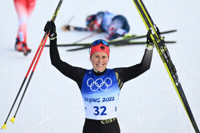 Skilanglauf: Olympia-Gold für Erzgebirgerin Katharina Hennig im Teamsprint - Darf über Gold jubeln: Katharina Hennig vom WSC Erzgebirge Oberwiesenthal.
