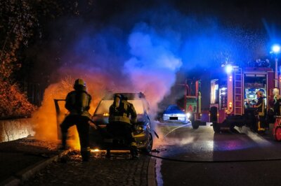 Skoda in Flammen - Die Feuerwehr konnte den Brand löschen.