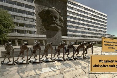 So reagieren Künstler auf Chemnitz - Nach Dresden, Berlin, Potsdam und München nun auch in Chemnitz: "Die Wölfe sind zurück?" heißt eine Figuren-Installation des in Brandenburg lebenden Künstlers Rainer Opolka, die am Donnerstag für einen Tag am Marx-Monument zu sehen sein soll. 