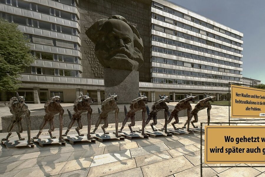 Nach Dresden, Berlin, Potsdam und München nun auch in Chemnitz: "Die Wölfe sind zurück?" heißt eine Figuren-Installation des in Brandenburg lebenden Künstlers Rainer Opolka, die am Donnerstag für einen Tag am Marx-Monument zu sehen sein soll. 