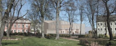 So soll das neue Kulturhaus in Zschopau aussehen - Das Konzept für den Bürgersaal (Mitte, links) fand im Stadtrat fraktionsübergreifend Zustimmung. Im Saal (rechts) sollen rund 400 Besucher Platz finden.