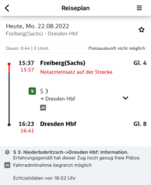 Sperrung nach tödlichem Bahnunfall bei Klingenberg-Colmnitz - 