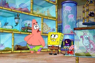 Spongebob feiert Jubiläum: Der Burger-Brater von Bikini Bottom wird 25! - Spongebob (Mitte) mitsamt seinem besten Freund Patrick Star (l.) und Haustierschnecke Gary (r.)