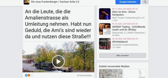 Spur der Zerstörung durch Frankenberg - Bei Facebook wird über die Militärfahrzeuge in der Amalienstraße diskutiert. 