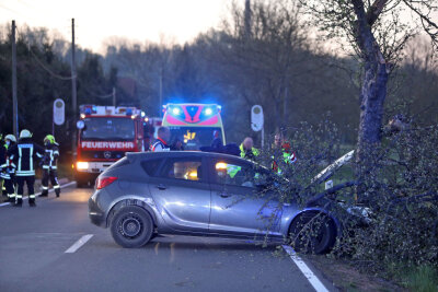 St.-Egidien: Opel-Fahrer fährt gegen Baum - 