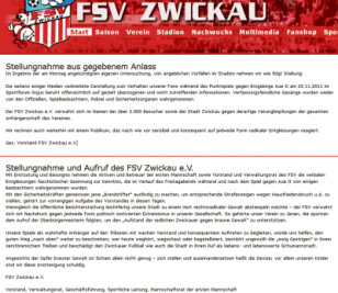 Staatsanwaltschaft intensiviert Ermittlungen gegen FSV Zwickau - Zwei sich zum Teil widersprechende Stellungnahmen sind seit Mittwoch auf dem offiziellen Internetauftritt des FSV Zwickau zu lesen.