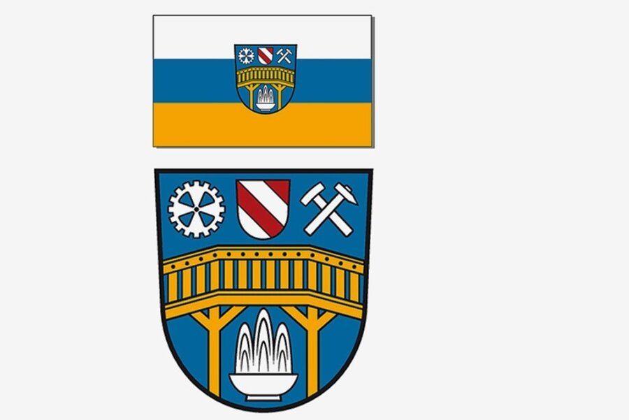 Die neue Fahne (oben) und das neue Wappen. 