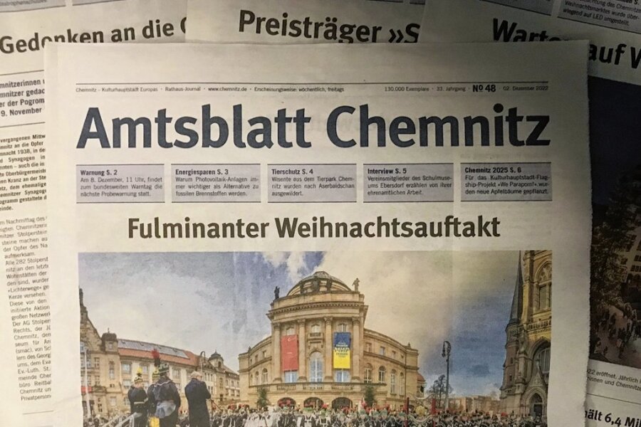 Stadt Chemnitz stellt Lieferung des Amtsblattes in Haushalte ein - Ab Januar wird das Amtsblatt in Chemnitz nicht mehr zugestellt. Die gedruckte Ausgabe soll dann aber noch in mehreren Einrichtungen zur Mitnahme ausliegen. 