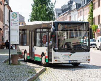Stadtlinie hält an mehr Stellen - Ein Fahrzeug der Stadtbuslinie am Busbahnhof. Ab Sommer steuern die Fahrer zusätzliche Orte im Stadtgebiet an. 