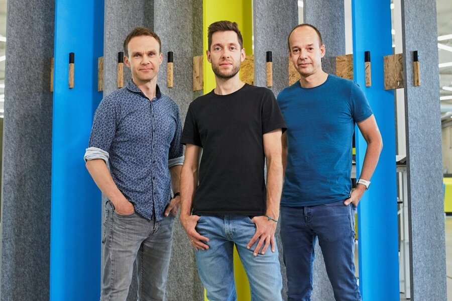Staffbase-Gründer sind Sachsens Unternehmer des Jahres 2022 - Die Gründer und Chefs von Staffbase (von links): Frank Wolf, Martin Böhringer und Lutz Gerlach. 