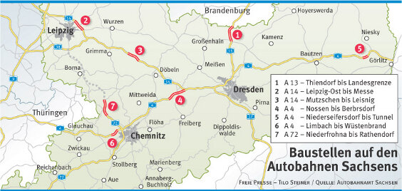 Staufallen auf sächsischen Autobahnen - 