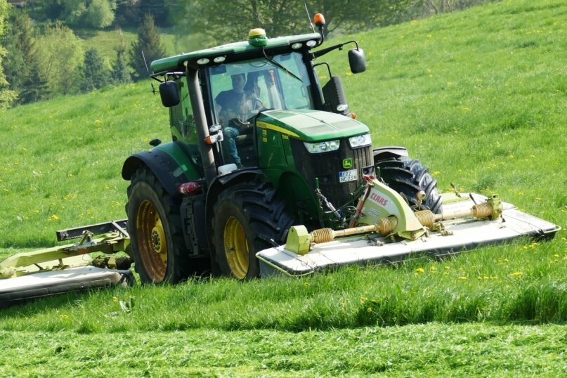 Auf diesem Feld in Waldkirchen hat die Bauernland AG mit der Grünfutterernte begonnen. Bei starker Sonneneinstrahlung besteht die Gefahr des Ausbrennens.