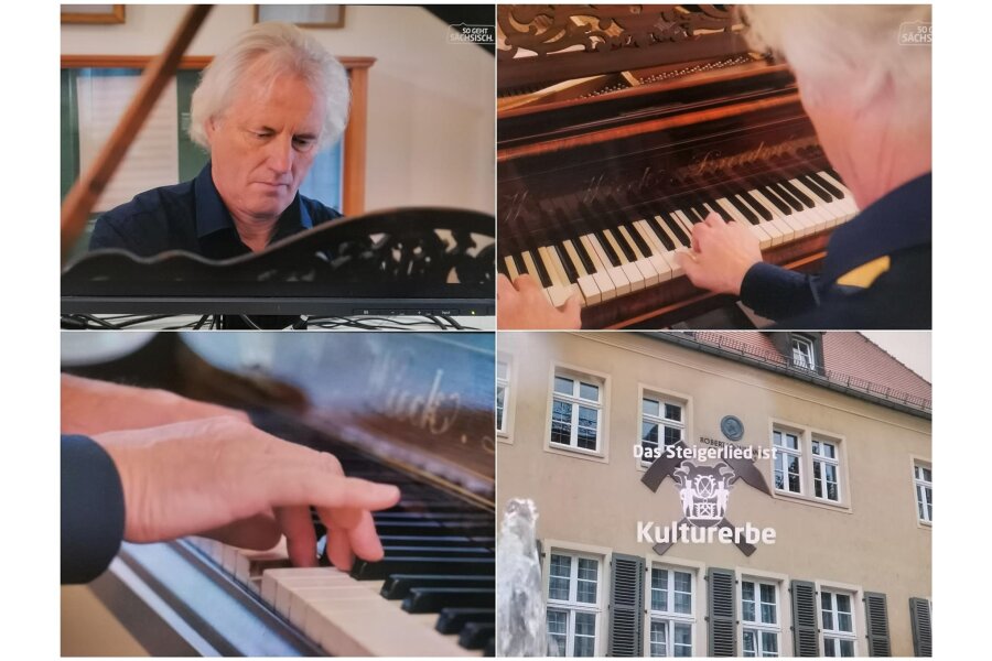 Steigerlied als Swing-Version: Jazzpianist am Pedalflügel im Zwickauer Schumannhaus - Markus Ludwig spielt seine jazzige Steigerlied-Variante am Pedalflügel im Robert-Schumann-Haus Zwickau.