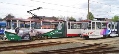Straßenbahn wirbt fürs August-Horch-Museum - 
