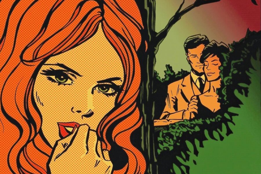 Studie: Kein "Paradies" Vor dem Seitensprung - Seitensprung im Comic: Eine Frau entdeckt ihren untreuen Freund mit einer anderen Frau. 