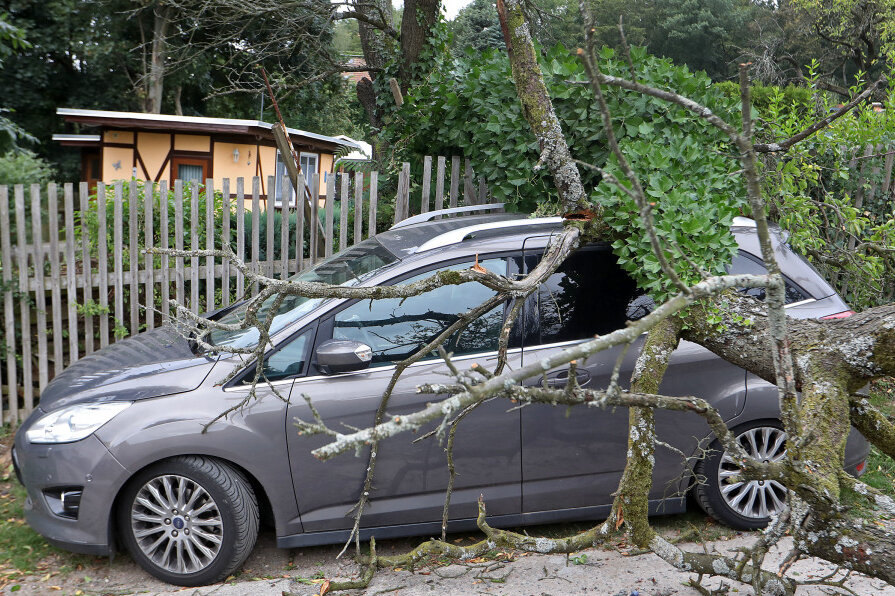 Sturmtief "Kirsten": Baum fällt auf Auto - 