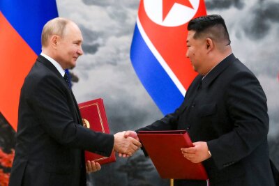 Südkorea bestellt Russlands Botschafter ein - Bei einem Staatsbesuch in Pjöngjang hatte der russische Präsident Wladimir Putin mit Machthaber Kim Jong Un das neue Partnerschaftsabkommen unterzeichnet.