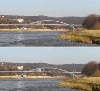 Tausche Fußgängertreppe gegen Welterbetitel - Genaues Hinsehen nötig: Die obere Darstellung zeigt die schlankere Brückenkonstruktion.